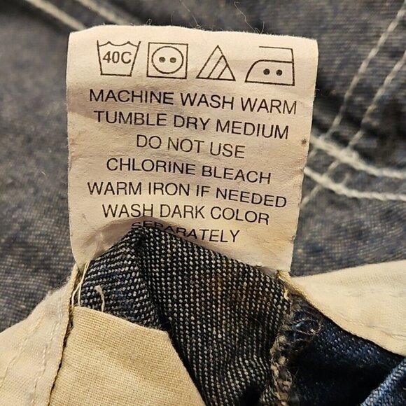 Key Imperial Overalls Mens 38 x 32L Blue Baggy Denim Pants Bib Farmer Distressed - Picture 9 of 9